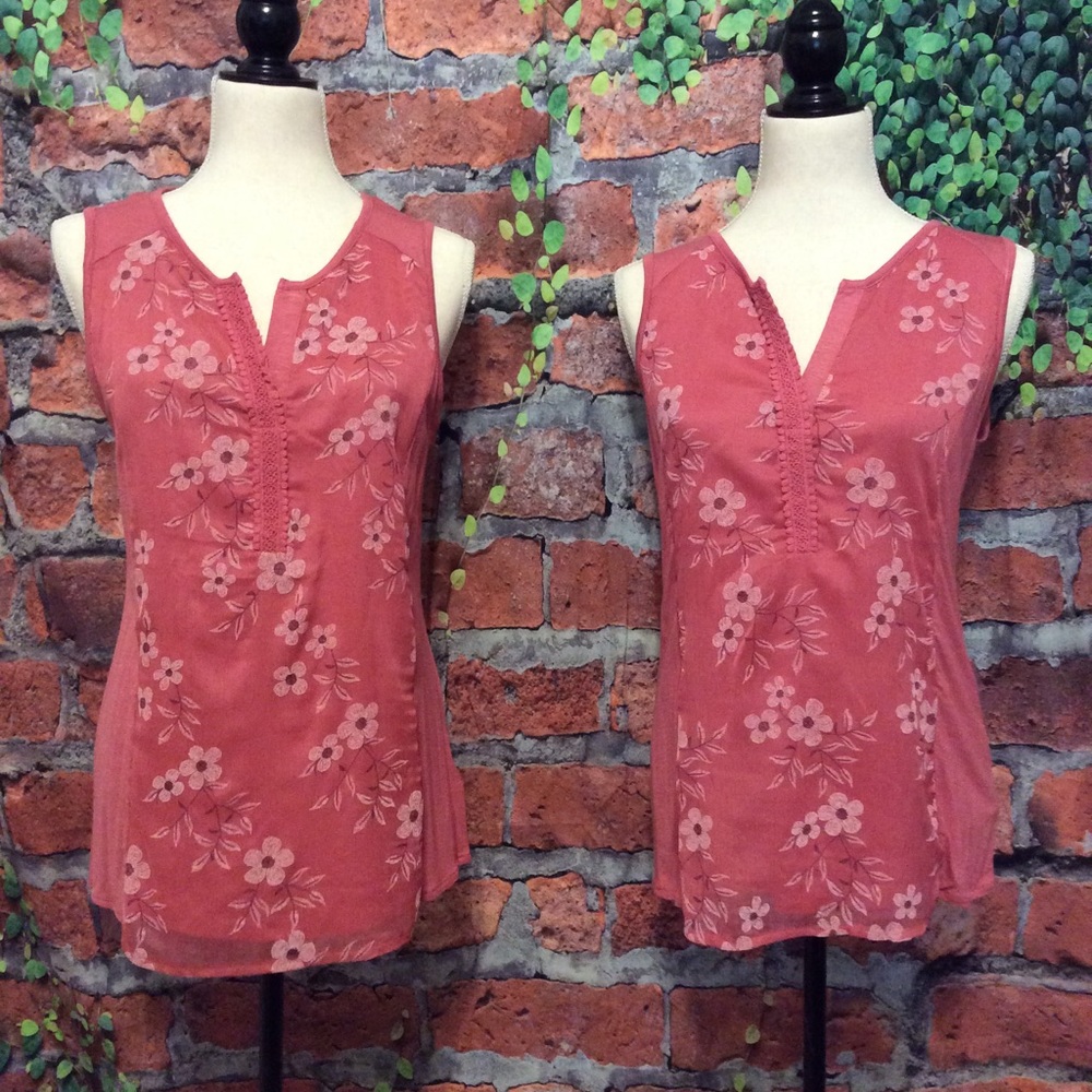 Ladies sleeveless top with netting overlay front